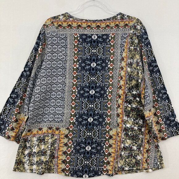 Parsley & Sage Blouse size XL Multi Color Abstract Boho Stretch Festival Top - Picture 7 of 8